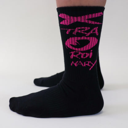Socks black with pink xo print
