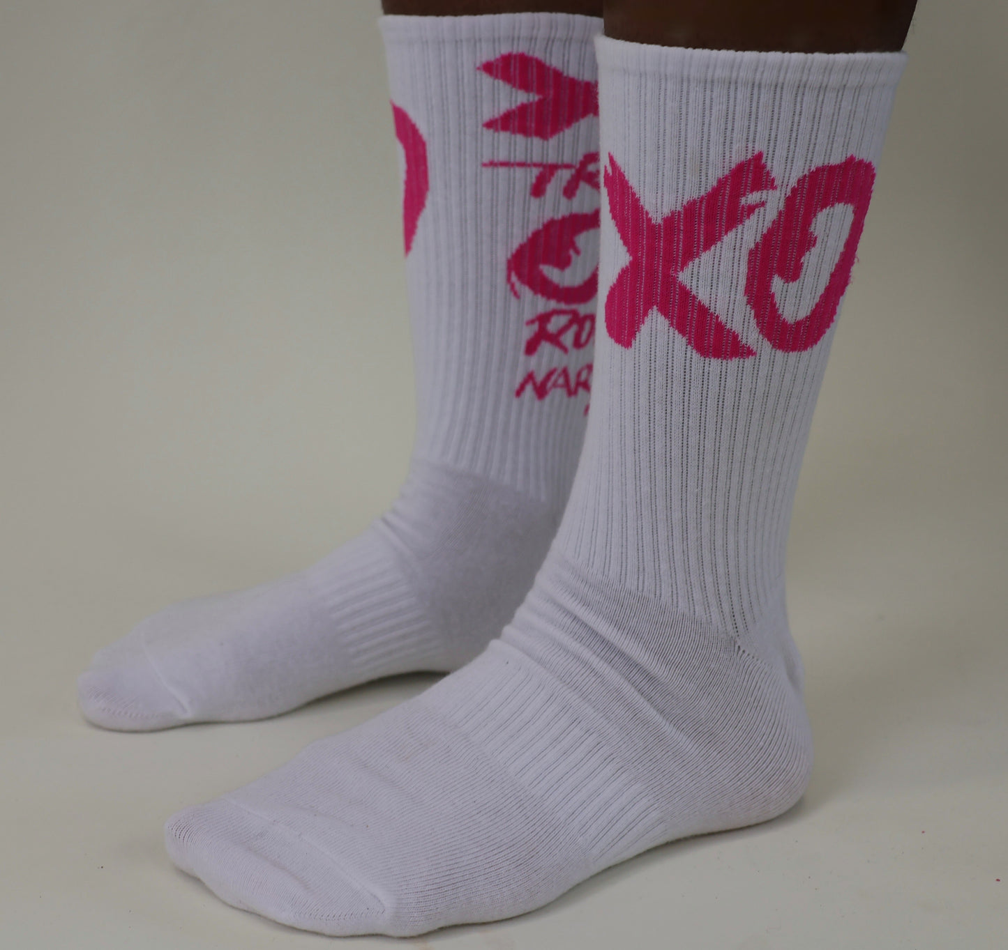 Socks white with pink xo print