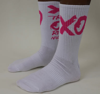 Socks white with pink xo print